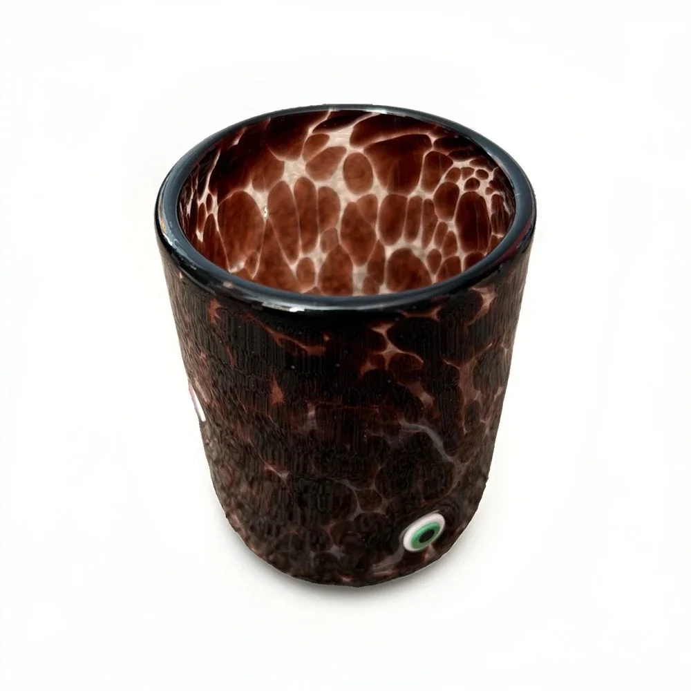 Anthropologie Mystic Icon Eyeball Juice Glass Brown Confetti New Halloween